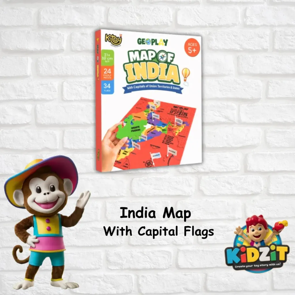 India Map - Capital Flags